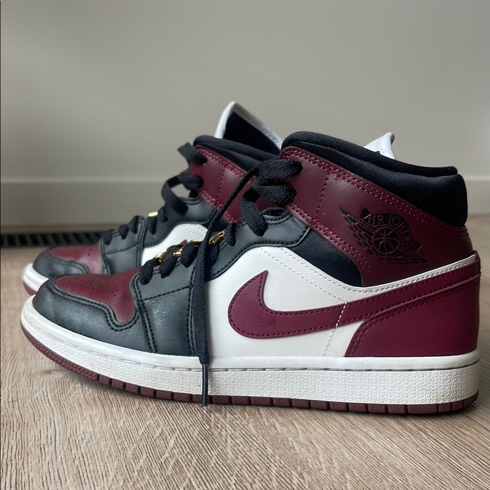 Air Jordan Mid Sneakers in Red and Black